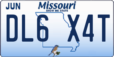 MO license plate DL6X4T
