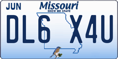 MO license plate DL6X4U