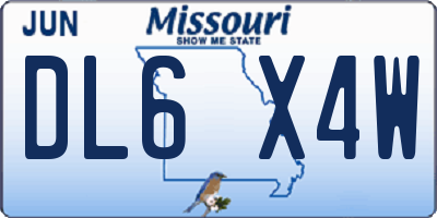 MO license plate DL6X4W