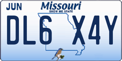MO license plate DL6X4Y