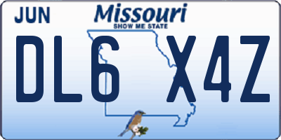 MO license plate DL6X4Z