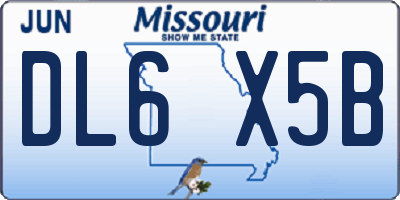 MO license plate DL6X5B