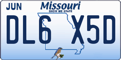 MO license plate DL6X5D