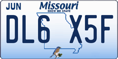 MO license plate DL6X5F