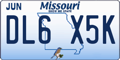 MO license plate DL6X5K