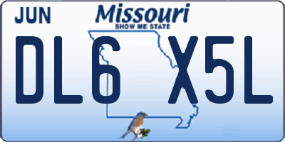 MO license plate DL6X5L