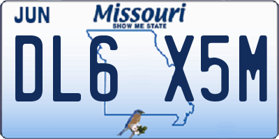 MO license plate DL6X5M