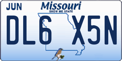 MO license plate DL6X5N
