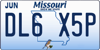 MO license plate DL6X5P