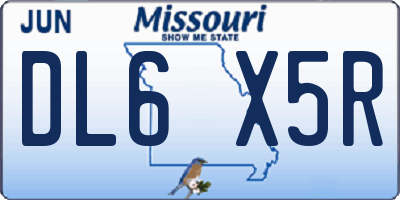 MO license plate DL6X5R