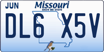 MO license plate DL6X5V