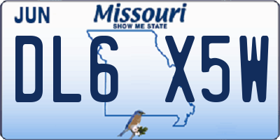 MO license plate DL6X5W