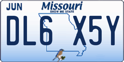 MO license plate DL6X5Y