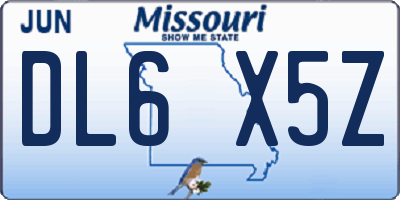 MO license plate DL6X5Z