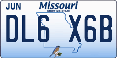 MO license plate DL6X6B