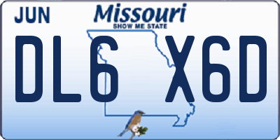 MO license plate DL6X6D