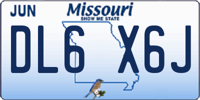 MO license plate DL6X6J