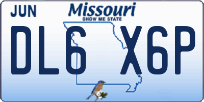 MO license plate DL6X6P