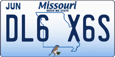 MO license plate DL6X6S
