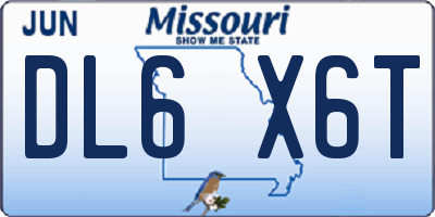 MO license plate DL6X6T