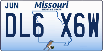 MO license plate DL6X6W