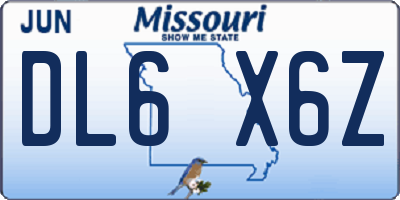MO license plate DL6X6Z