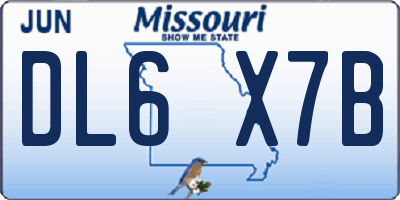 MO license plate DL6X7B