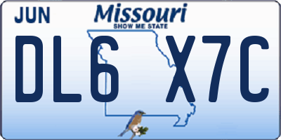 MO license plate DL6X7C