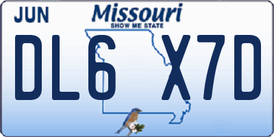 MO license plate DL6X7D