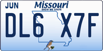 MO license plate DL6X7F