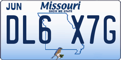 MO license plate DL6X7G
