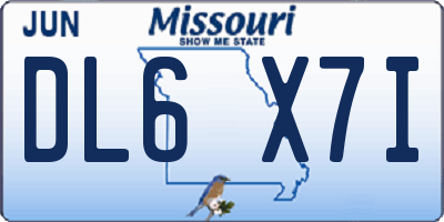 MO license plate DL6X7I