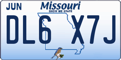 MO license plate DL6X7J