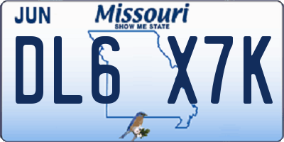 MO license plate DL6X7K