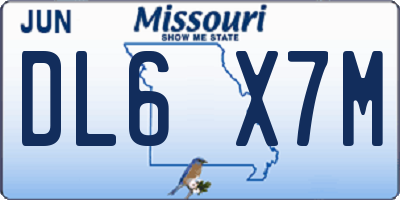 MO license plate DL6X7M