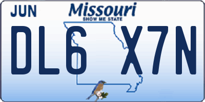 MO license plate DL6X7N