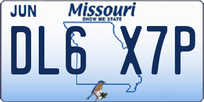 MO license plate DL6X7P