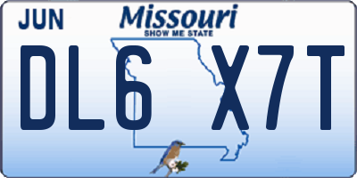 MO license plate DL6X7T