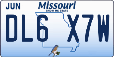 MO license plate DL6X7W