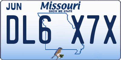 MO license plate DL6X7X