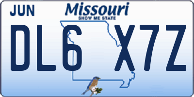 MO license plate DL6X7Z