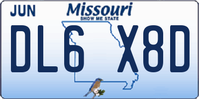MO license plate DL6X8D