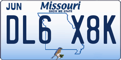 MO license plate DL6X8K