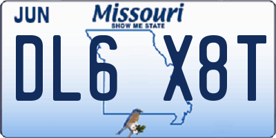 MO license plate DL6X8T