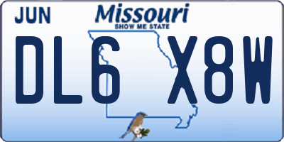 MO license plate DL6X8W