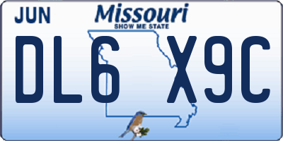 MO license plate DL6X9C
