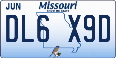 MO license plate DL6X9D