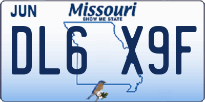 MO license plate DL6X9F
