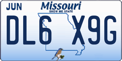 MO license plate DL6X9G