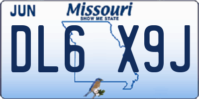 MO license plate DL6X9J